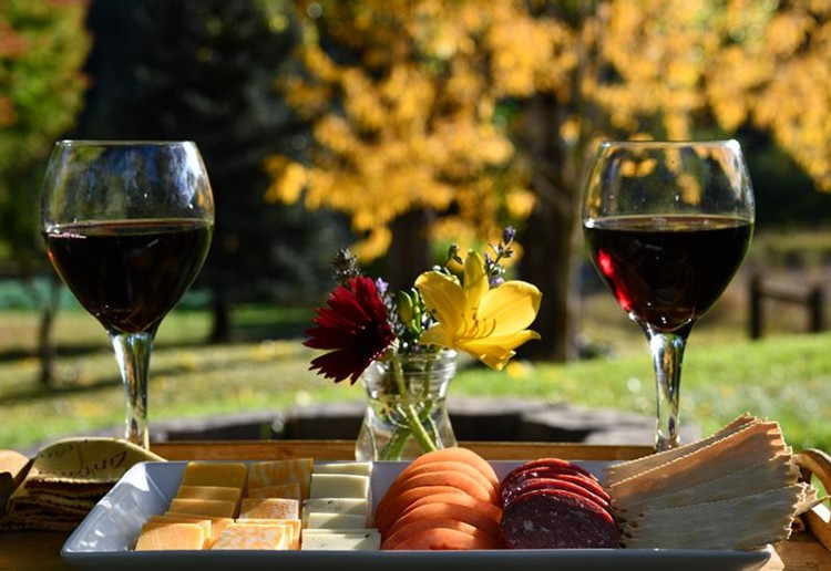 Bear Hollow Bed and Breakfast Idaho outside house viewbackyard serves wine and snack platters