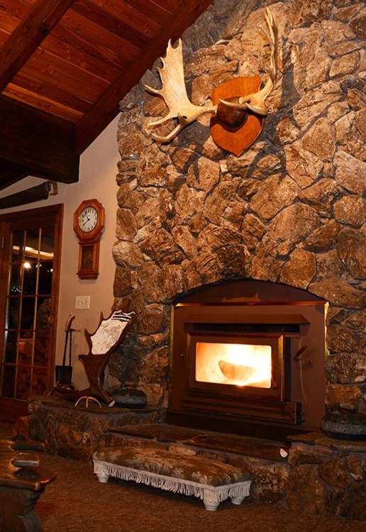 Bear Hollow Bed and Breakfast Idaho outside house fireplace in house